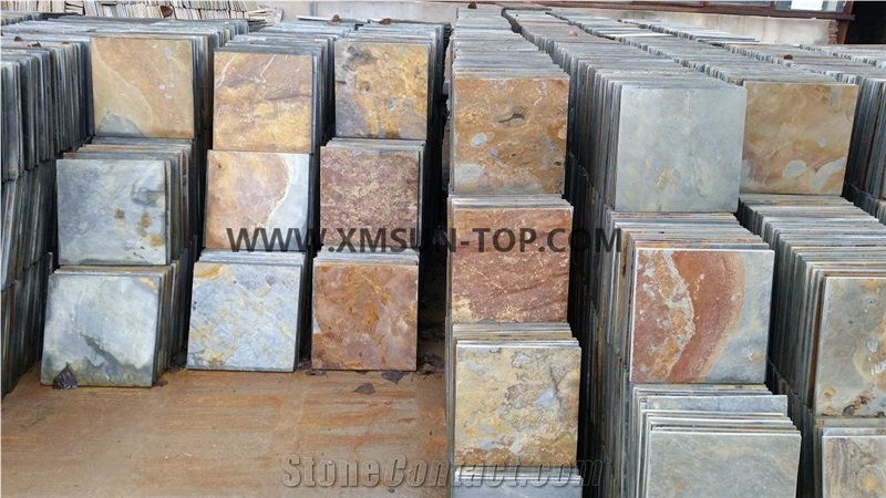 Chinese Rustic Yellow Slate Cut to Size with Natural Surface/ Rustic Green Slate Cut to Size/ Slate Wall Tiles/ for Flooring/ Landsacaping