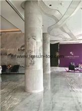 Chinese Sun White Marble Column/Polished China Marble Columns/Architectural Columns/Building Decorative/Building Stone/Natural Stone Column/Stone Pillar/Interior Stone Column from Own Marble Quarry