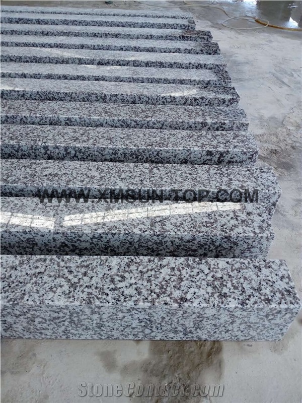 G439 Granite Steps/White Granite Stair/China Bianco Sardo Stair Treads/Big Flower White Granite Stair Riser/Big Flower Granite Steps/Puning White/Polished Stone Stair/Staircase