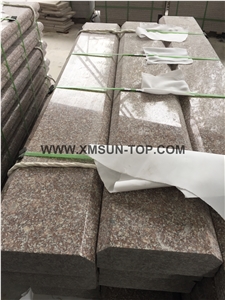 G664 Granite Staircase Rails Tops/Luna Pearl Granite Railing Tops/Black Spots Brown Granite Baluster Tops/Sunset Pink Granite Handrail Tops/Building Stone
