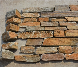 Gold Rust Slate Stacked Stone/ Rusty Culture Stone Tile/ for Wall Panel