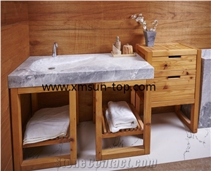 Grey Marble Basins, Marble Vanity Top, Vessel Sinks, Bathroom Countertop Washbasin, Bathroom Sink, Grey Polished Basin&Sink