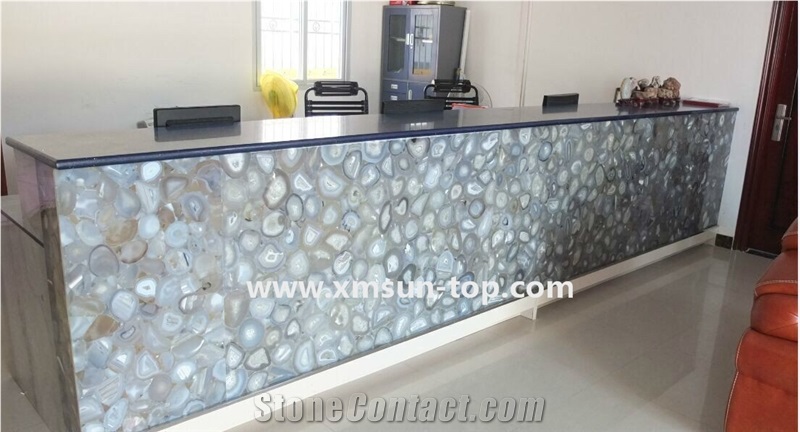 Light Grey Agate Semi-Precious Stone Reception Counter /Work Tops/Bar Tops