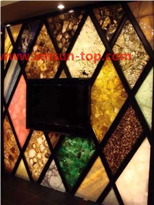 Mixed Color Semi-Precious Stone Interior Walling/Agate Stone Walling/Multicolor Semi Precious Stone/Home Decoration/Building Stones/Polished Stone/Colorful Interior Stone