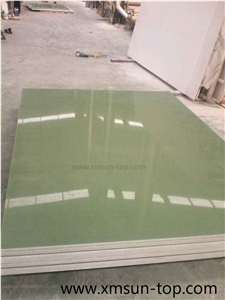 Pure Green Quartz Stone Slabs & Tiles, Engineered Stone, Artificial Stone, Solid Surfaces, Verde Polished Quartz Big Slab, Green Quartz Tile
