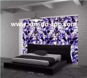 Purplesemi-Precious Stone Interior Walling/Agate Stone Walling/Multicolor Semi Precious Stone/Home Decoration/Building Stones/Polished Stone/Colorful Interior Stone