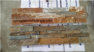 Rust Slate Cultured Stone, Nature Cultured Stone Panel, Split Face, Wall Panel, Ledge Stone, Veneer, Slate Stacked Stone, Rusty&Rust Yellow Decorative Stone for Interior and Exterior