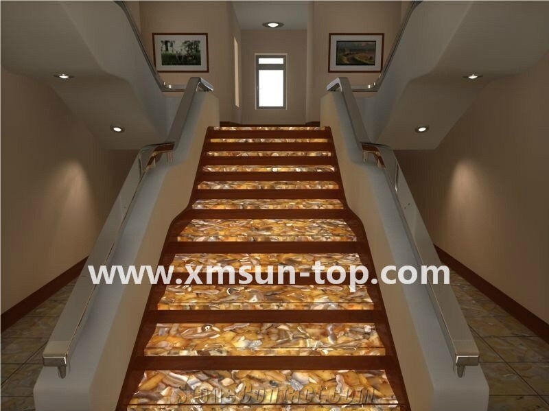 Semi-Precious Stone Interior Staircase/Yellow Semi Precious Stone Steps/Colorful Semi Precious Stone Stair Riser/Multicolor Semi Precious Stone Stair Treads