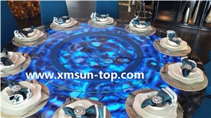 Semi-Precious Stone Table Tops/Blue Reception Counter/Semiprecious Stone Reception Desk/Agate Work Top/Round Table Tops/Solid Surface Table Tops/Polished Desktops/Interior Stone