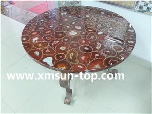 Semi-Precious Stone Table Tops/Red Reception Counter/Semiprecious Stone Reception Desk/Agate Work Top/Round Table Tops/Solid Surface Table Tops/Polished Desktops/Interior Stone