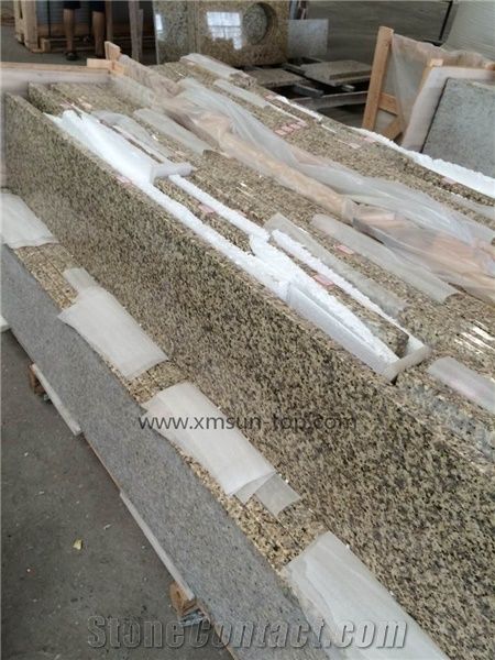 Tiger Skin Yellow Granite Table Tops/Yellow Granite Reception Counter/China Yellow Granite Reception Desk/Natural Stone Work Top/Square Table Top/Solid Surface/Polished Granite Desktop/Interior Stone