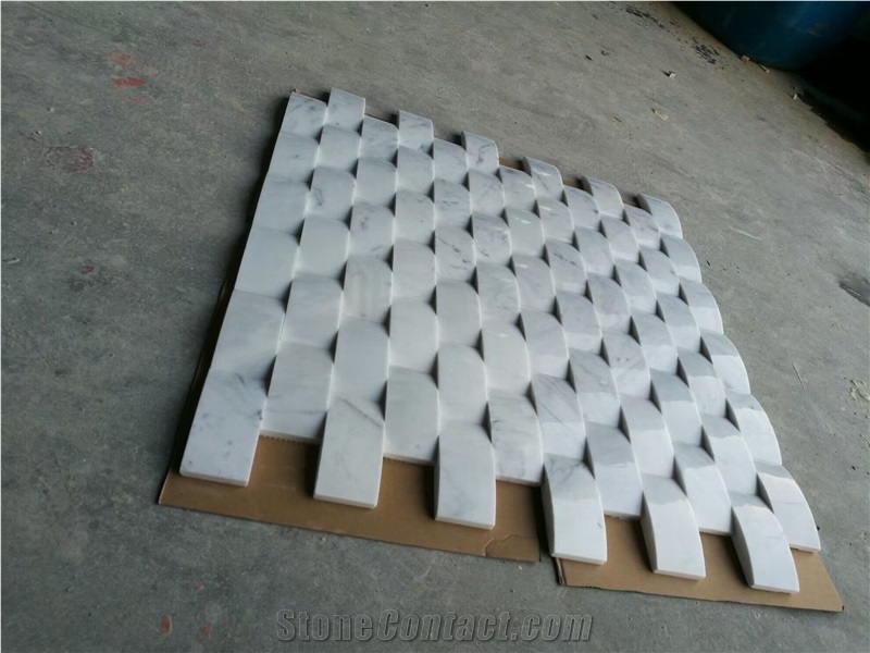 China Bianco Carrara White Marble Basketweave Mosaic Tiles For