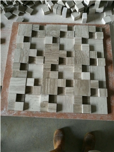 Classic Light Travertine 3d Surface Vein Cut Mosaic Tiles for Interior Stone Wall Covering