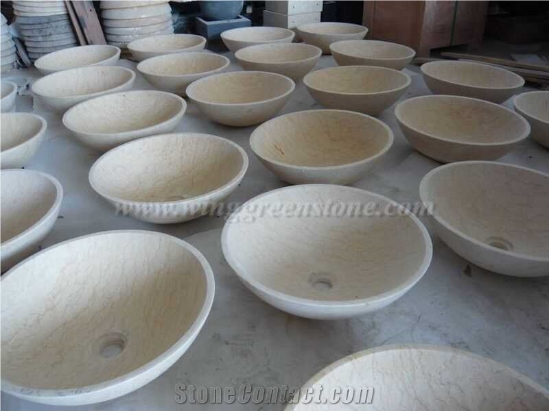 Competitive Price Sunny Yellow Marble Honed Round & Square Bathroom/Kitchen/Wash Basins & Sinks, Winggreen Stone