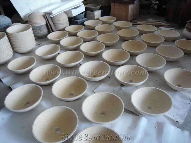 Competitive Price Sunny Yellow Marble Honed Round & Square Bathroom/Kitchen/Wash Basins & Sinks, Winggreen Stone
