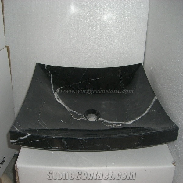 High Polished,Popular Color Black Marquina Marble,Nero Marquina Venato Granite for Basin and Kitchen Sink