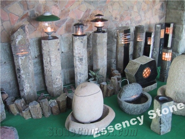 Basalt Lanterns,Landscape Stone Lamp,Black Basalt Garden Lanterns