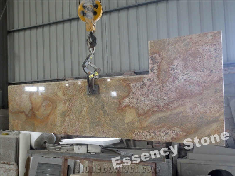 Imperial Gold Dust Granite Kitchen Countertops,Front Reception Tops,Desk Tops