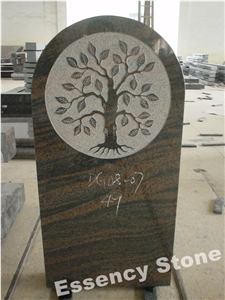 Indian Aurora Granite Tombstone, Aurora Headstone, Engraved Tombstones