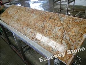 Juparana Golden River Granite Countertops,Brazil Rustic Gold Granite Kitchen Tops,Giallo Portinari Granite