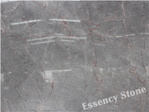 Polished Silver Grey Color Marble Slabs with Red Lines,Coral Grey Marble Slabs & Tiles