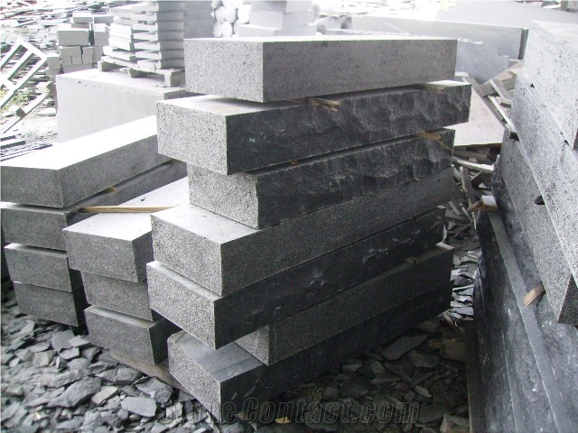 China Black Basalt G684 Polished, Black Pearl, Fuding Black Kerbstone, Curbstone, Kerbs, Curbs, Side Stone, Road Stone, Flamed, Natural Split, Cleft Edge