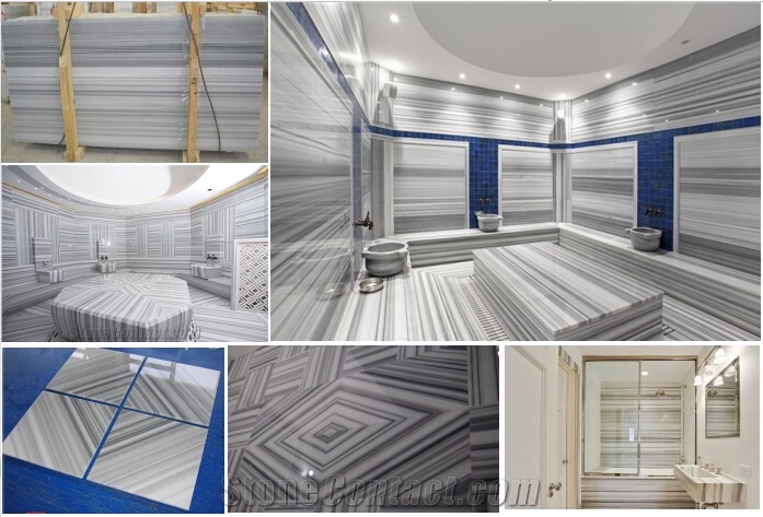 Turkey Marmara Equator Marble Flooring Tiles & Slabs, Grey Vein Marble,Book-Match Floor,Open Book Floor, Polished