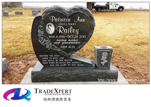 China Black Granite Geometry Upright Tombstones for Cemetery