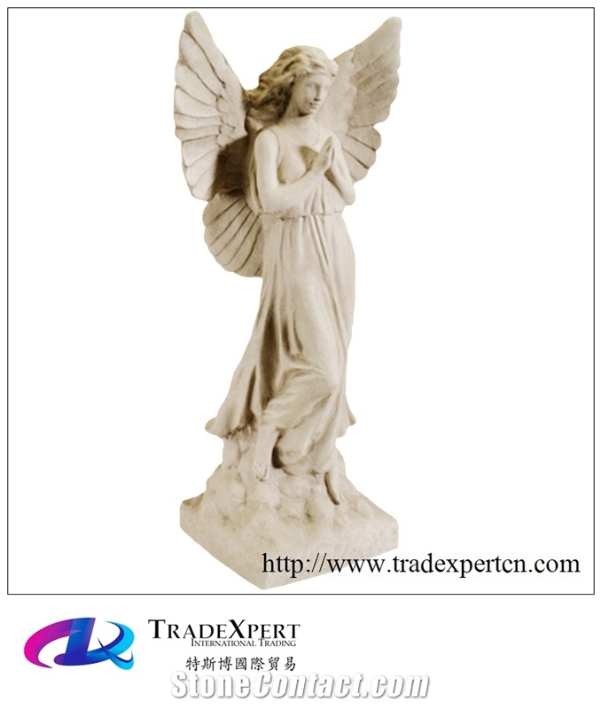 Hand Carved Sculpture Nature Marble Female Angel Statue for Garden Decoration