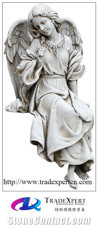 Hand Carved Sculpture Nature Marble Female Angel Statue for Garden Decoration