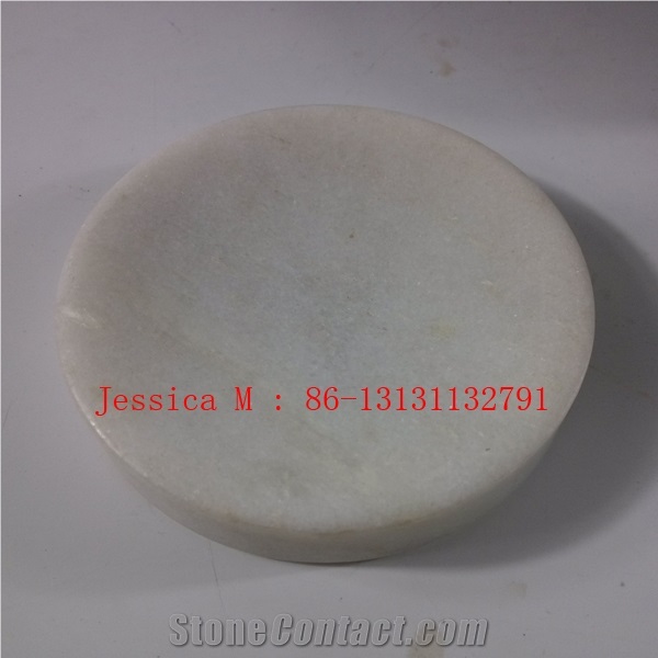 Big Round White Marble Soap Dish