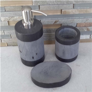 Black and Grey Two Colors Marble Bathroom Accessory Set /Two Tone Marble Bathroom Accessory Set