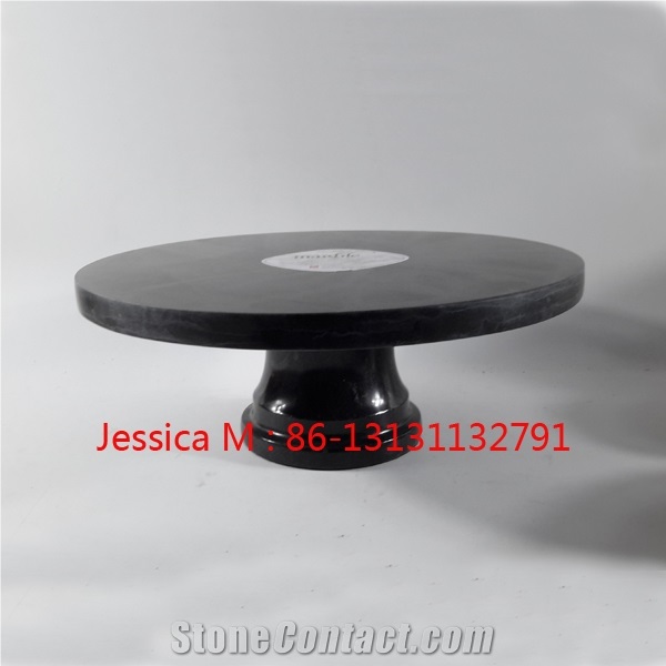Black Marble Pedestal Pastry Stand Plates