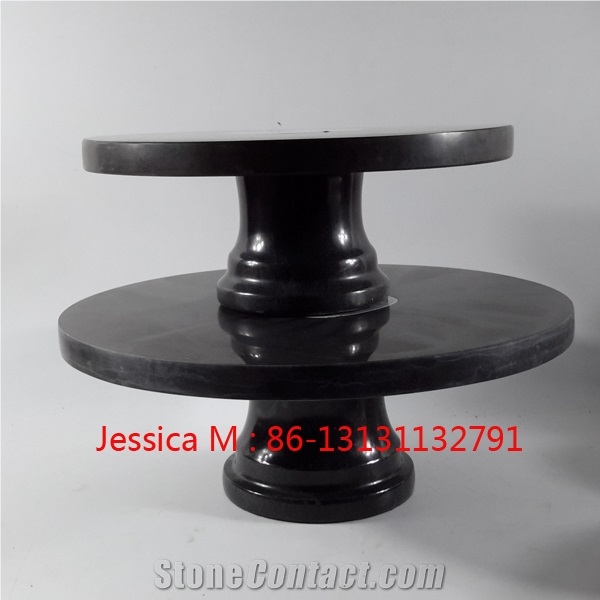 Black Marble Pedestal Pastry Stand Plates