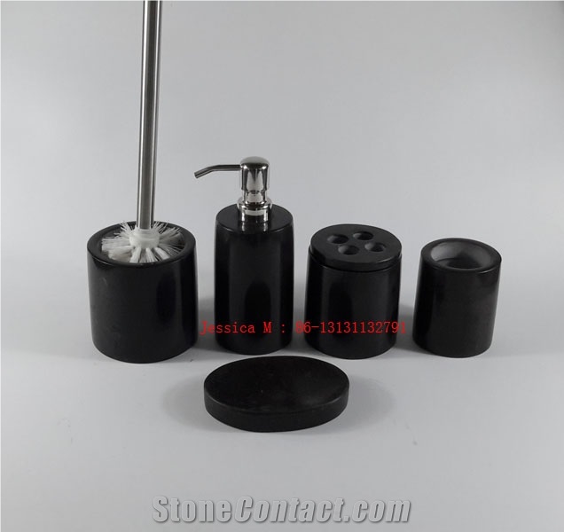 Black Marble Toilet Brush Holder /Black Marble Soap Dish /Black Marble Tumbler /Black Marble Tooth Holder