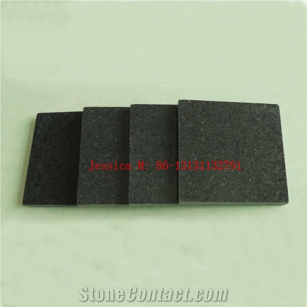 Black Square Granite Stone Coaster Set Of 4