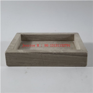 Champagne Marble Rectangular Side Handled Tray
