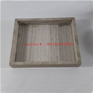 Champagne Marble Square Side Handled Tray