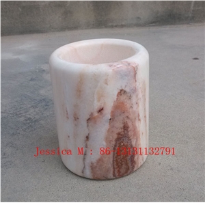 Cherry Pink Marble Tumbler for Bathroom Accessories