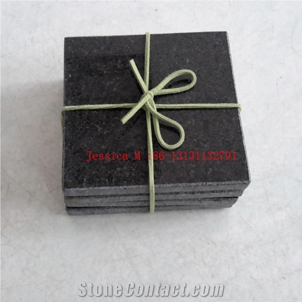 China Black Granite Stone Drink Coaster Set / Stone Drink Coaster /Beer Coasters Keep Drinks Cold - Set Of 4