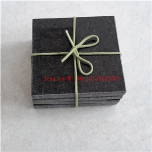 China Black Granite Stone Drink Coaster Set / Stone Drink Coaster /Beer Coasters Keep Drinks Cold - Set Of 4