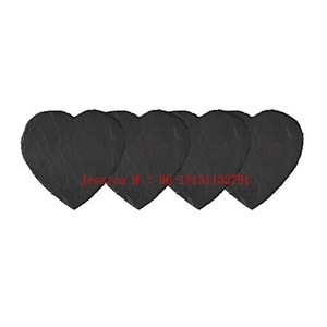 China Black Slate Heart Shaped Coasters, Set Of 4