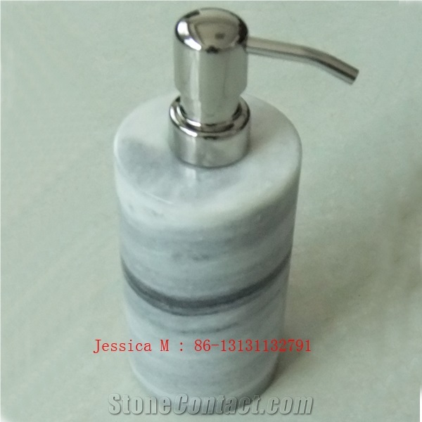 Cylinder Shape Marble Soap Dispenser /