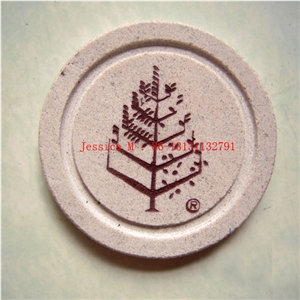 Engraved Round White Sandstone Coaster /Engraved Stone Coaster