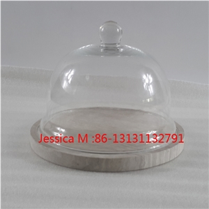 Glass Cheese Dome with Marble Base /Marble Cake Stand Plates