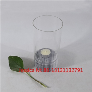 Glass Hurricane Candle Holder with Marble Base /Marble and Glass Hurricane Candleholder