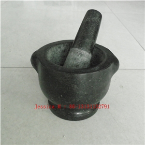 Granite Mortar and Pestle with Ears /Granite Mortar and Pestle with Handle /Stone Mortar and Pestle
