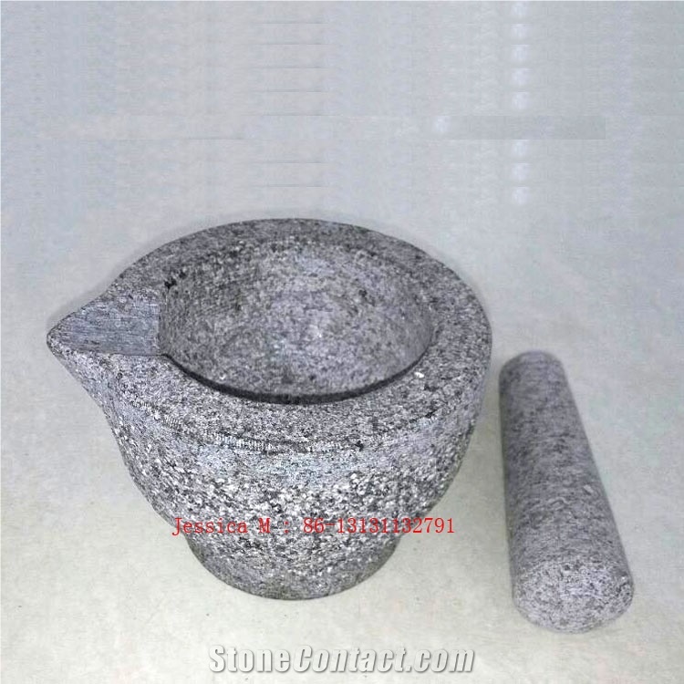 Granite Mortar and Pestle with Mouth /Stone Mortar and Pestle Set