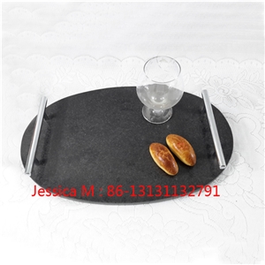 Granite Serving Tray with Stainless Steel Handles