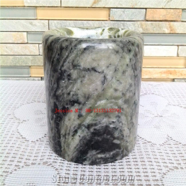 Green with Black Veins Marble Tumbler /Green Marble Cups
